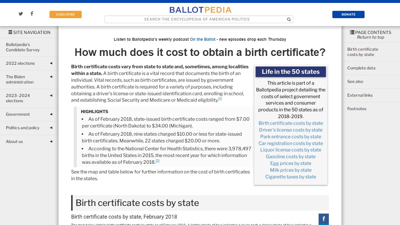 How much does it cost to obtain a birth certificate?